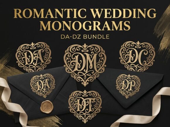 Download 26 Romantic Wedding Monogram DA-DZ - Wedding Collection