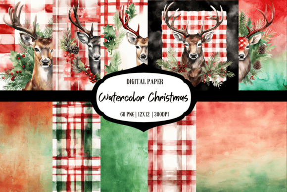 Download BUNDLE Christmas Background | Watercolor - Christmas background Collection