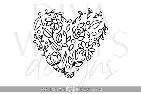 Download Floral Heart Illustration SVG - Premium Resources