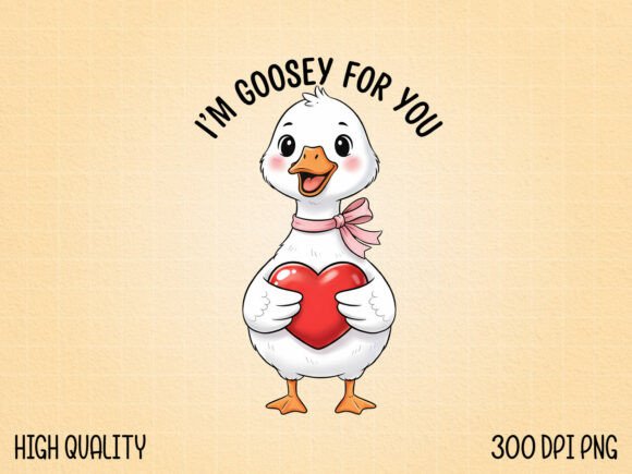 Download Cute Goose Holding Heart Illustration - Heart illustration Collection
